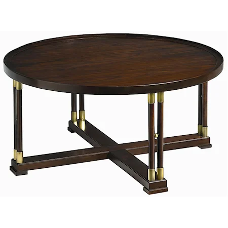 Round Cocktail Table with Flat-Cut Walnut Veneers